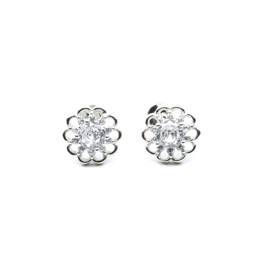 925 Sterling Silver Earring Set In Platinum Finish