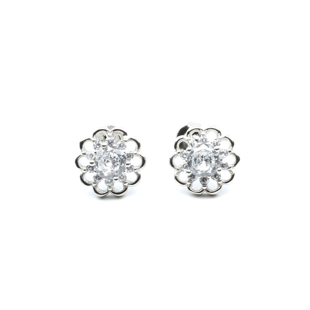  Sterling Silver Earring Set In Platinum Finish