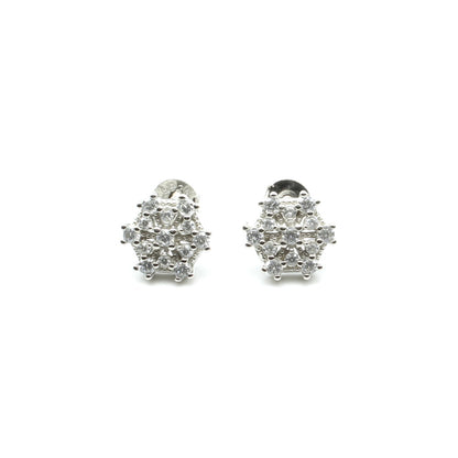  Sterling Silver CZ Set In Platinum Finish Earring