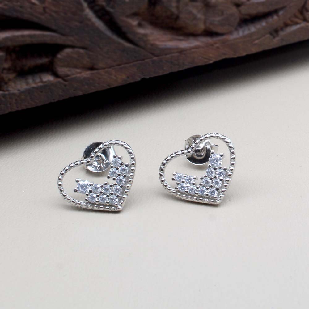  Silver CZ Platinum Finish Earring