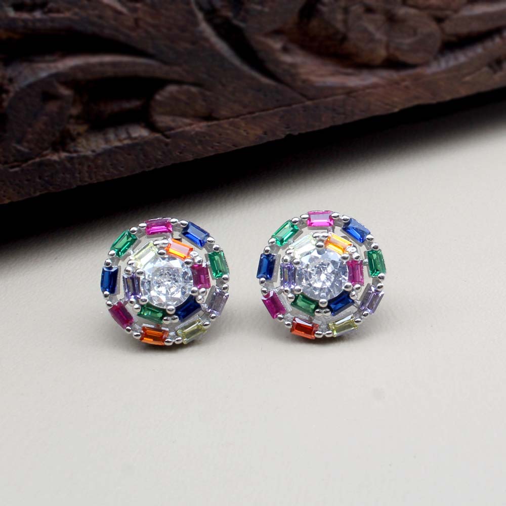 Multicolor Silver Earring For Woman