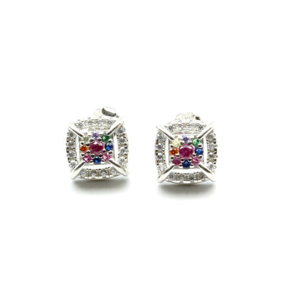 Beautiful Multicolor Silver Earring For Woman