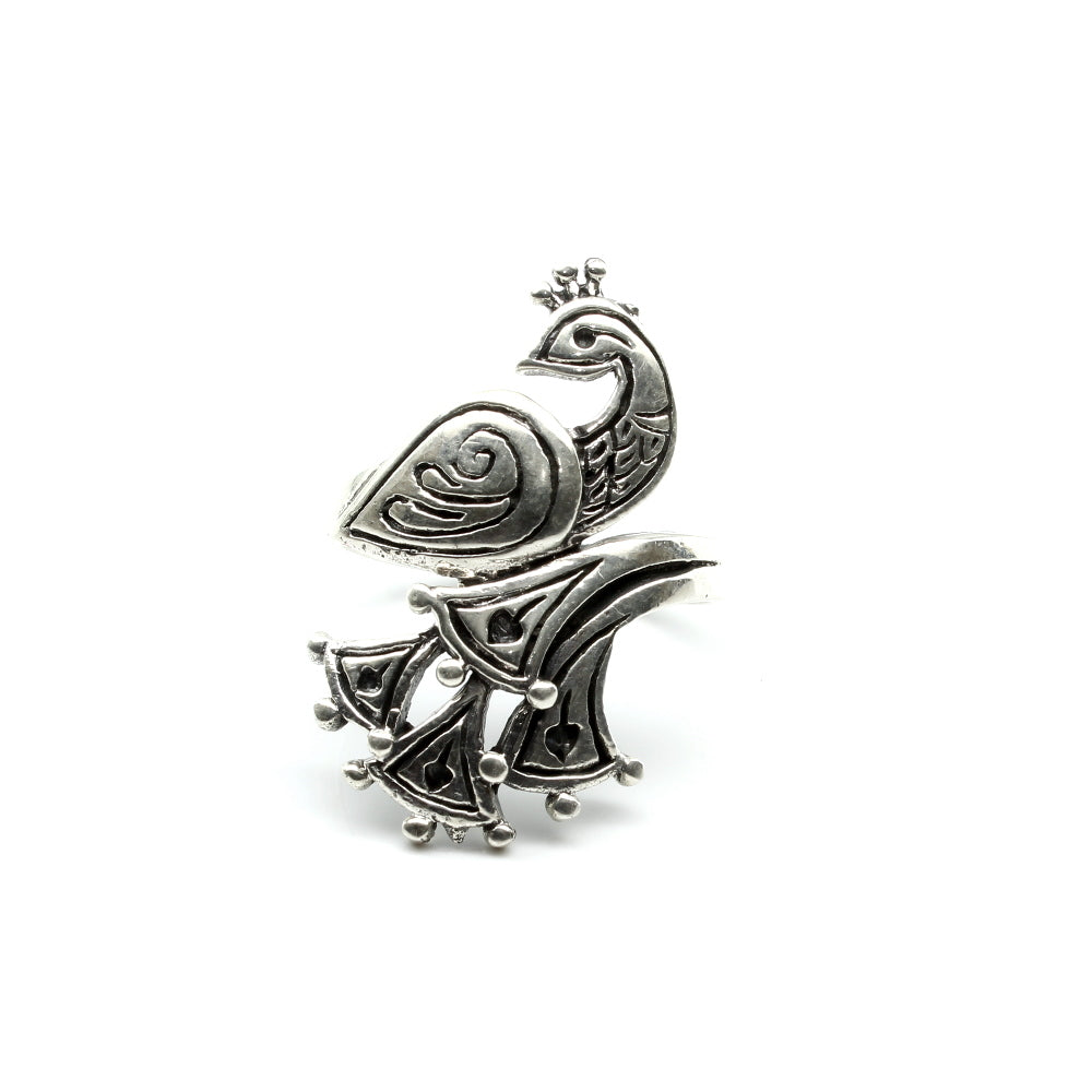 Peacock Style Oxidized Solid 925 Silver Women Ring