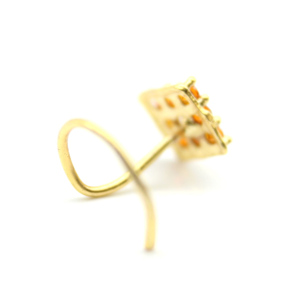 Indian 2pc Set Gold Plated Nose Stud CZ Twisted nose ring