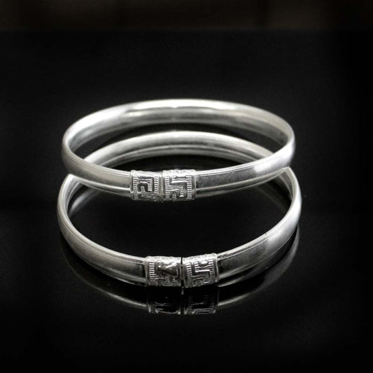 Hollow 925 Real Silver Openable Bangle Bracelet Pair - 5.5 CM