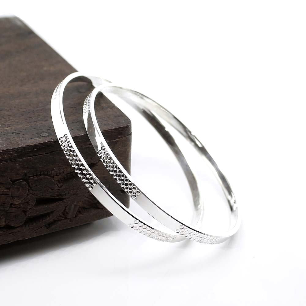 Real 990 Silver Women Bangles Bracelet (Kangan)-Pair