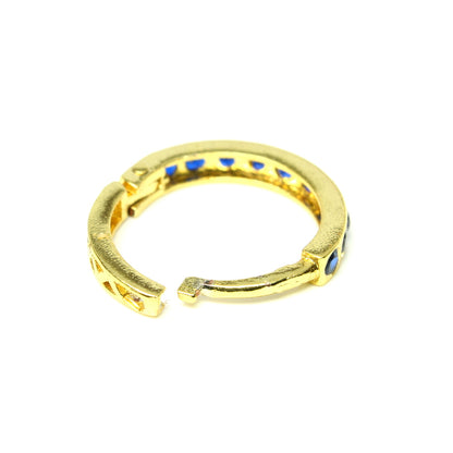 Beautiful Indian Nose Ring Blue CZ Asian Gold Plated Clicker Hinged Nose Ring