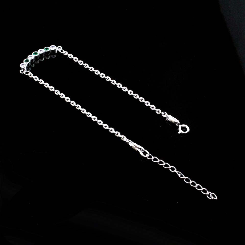 Indian style Real Silver CZ bracelet Rakhi for men women 7.5"