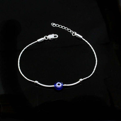 Traditional Evel Eye Real Silver bracelet Rakhi for men women 8"