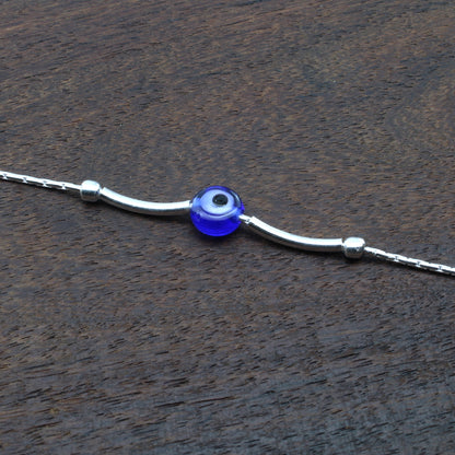 Traditional Evel Eye Real Silver bracelet Rakhi for men women 8"