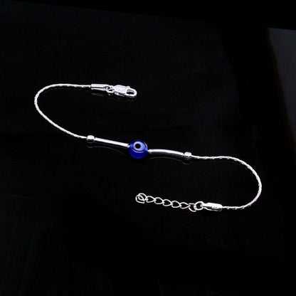 Traditional Evel Eye Real Silver bracelet Rakhi for men women 8"