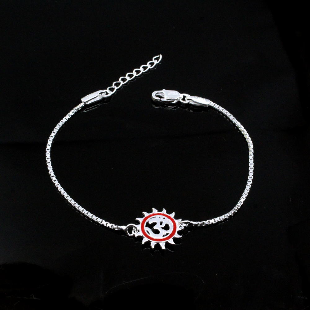 925 Sterling Silver OM bracelet Rakhi for men women 8"