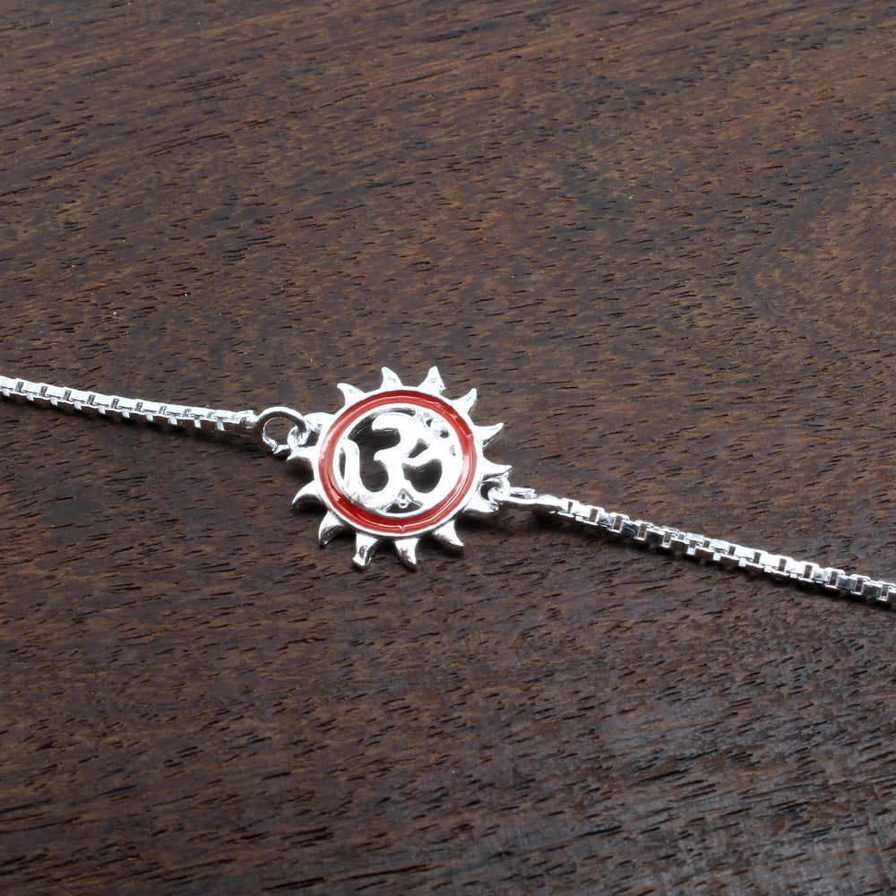 925 Sterling Silver OM bracelet Rakhi for men women 8"