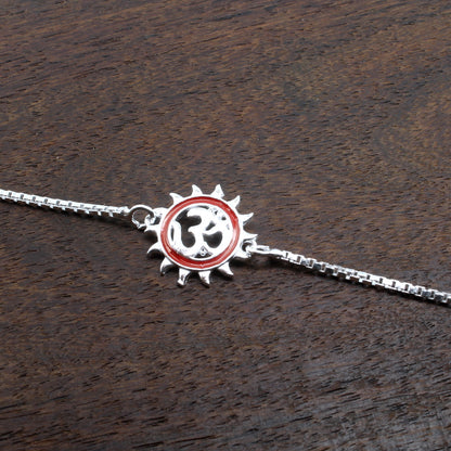 925 Sterling Silver OM bracelet Rakhi for men women 8"