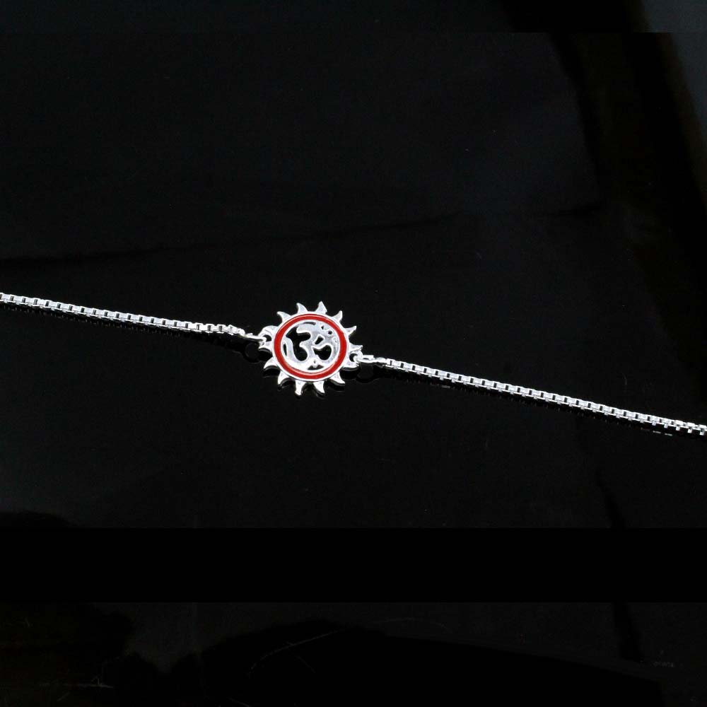 925 Sterling Silver OM bracelet Rakhi for men women 8"