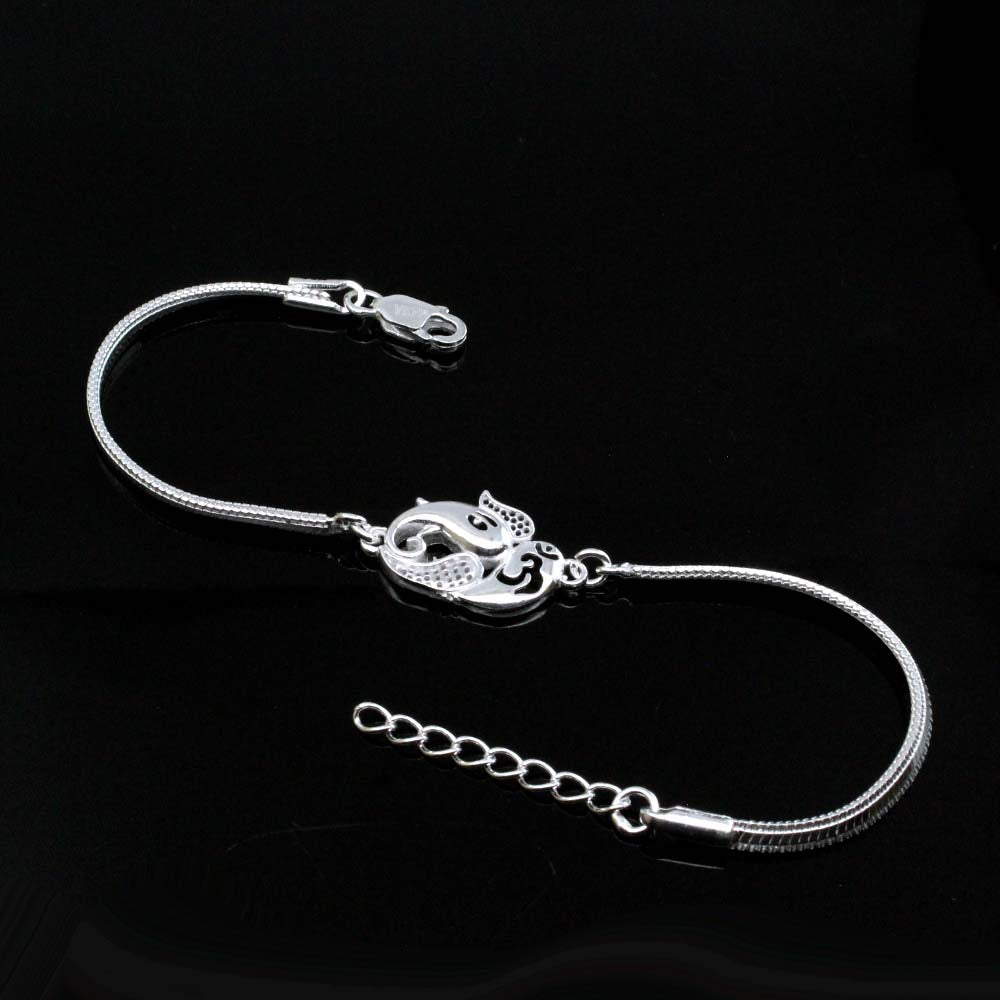 Real 925 Silver OM bracelet Rakhi for men women 8"