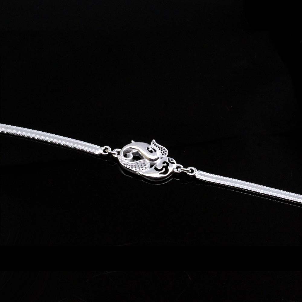 Sterling Silver and Diamond Om Bracelet in Black from India - Sparkling Om  | NOVICA