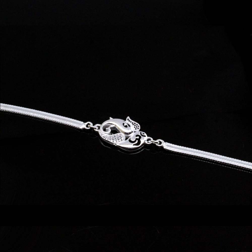 Real 925 Silver OM bracelet Rakhi for men women 8"