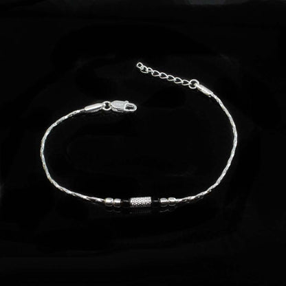 Real 925 Silver Black Beads bracelet Rakhi for men women 8"