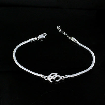 Indian Style 925 Silver bracelet OM Rakhi for men women 8"