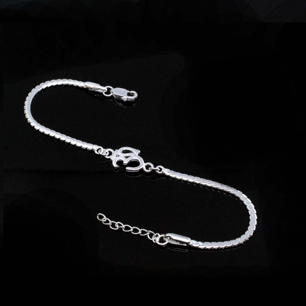 Indian Style 925 Silver bracelet OM Rakhi for men women 8"