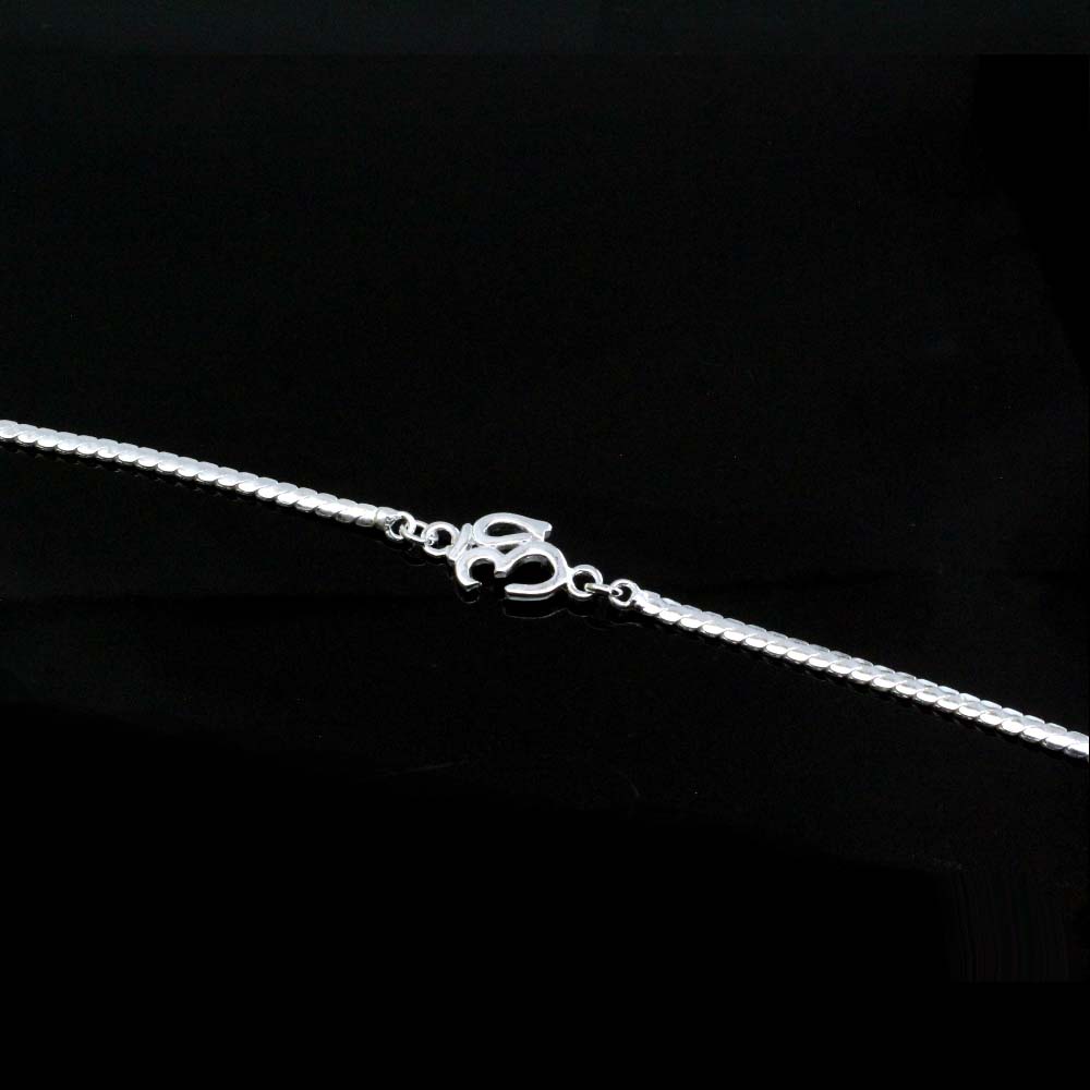 Indian Style 925 Silver bracelet OM Rakhi for men women 8"