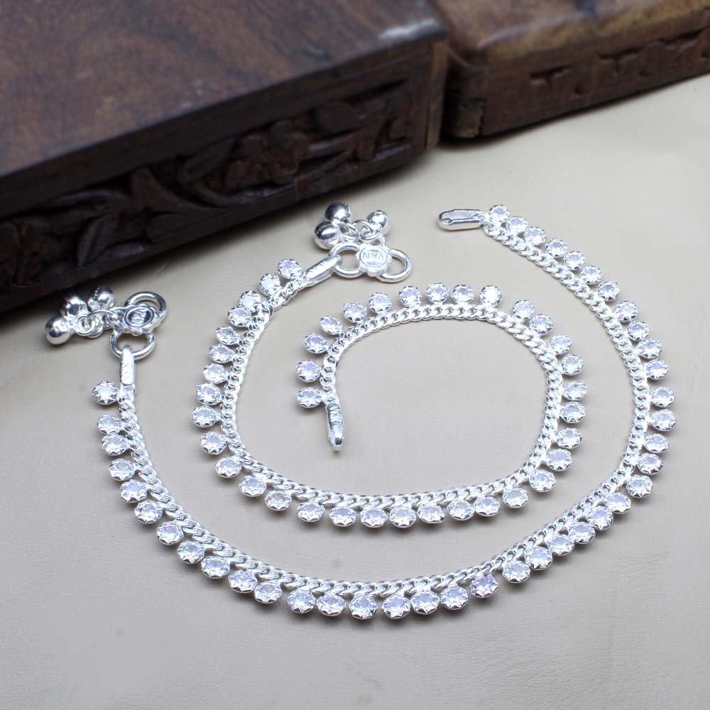 Real 925 Silver Jewelry CZ Anklets Ankle chain foot baby Bracelet