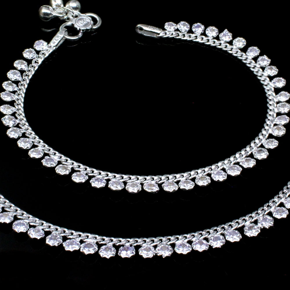 Real 925 Silver Jewelry CZ Anklets Ankle chain foot baby Bracelet