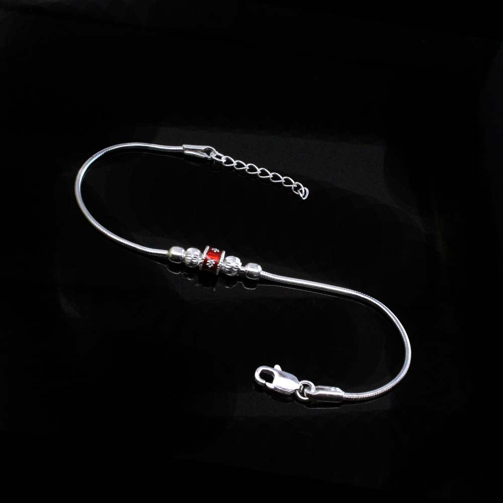 Real Silver Indian Ball Style bracelet Rakhi for men women 8"