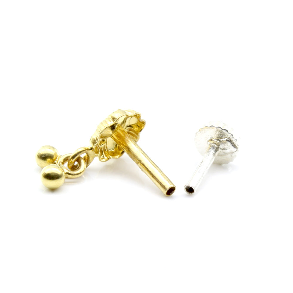 14K Yellow Gold Ball Push Back Studs Tiny Earring Stud 