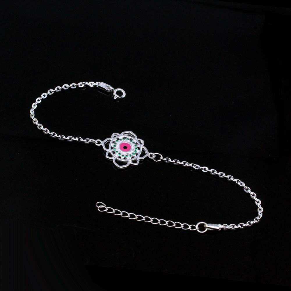DESIGN Bracelet in Crystal Ball Chain in Silver Tone, SKN Silver Plated  Metal Chain Rakhi Bracelet, Luna Diamond Ring, Silver Stock Image - Image  of luxury, jewel: 164052937