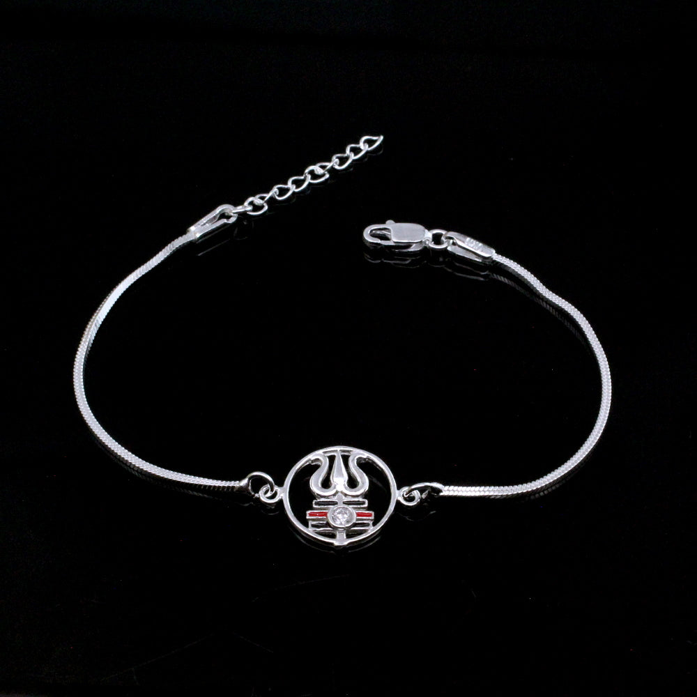 Asian Indian Style Real Silver Bracelet Rakhi for men women 8.2"