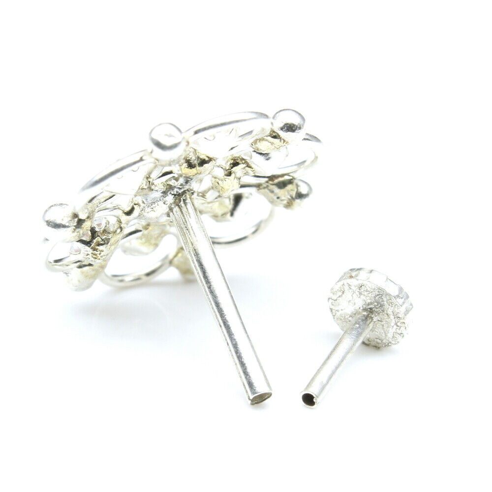 Silver Nose Pin for women with Push pin