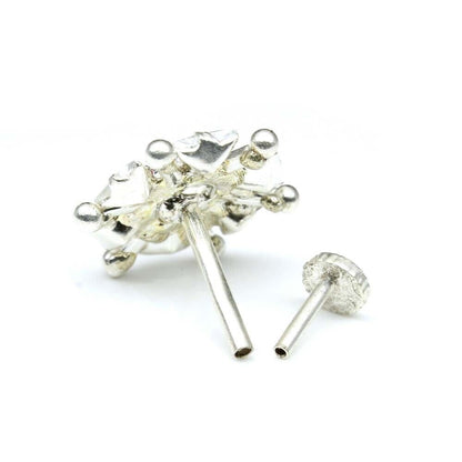 Silver Nose Pin for women with Push pin 