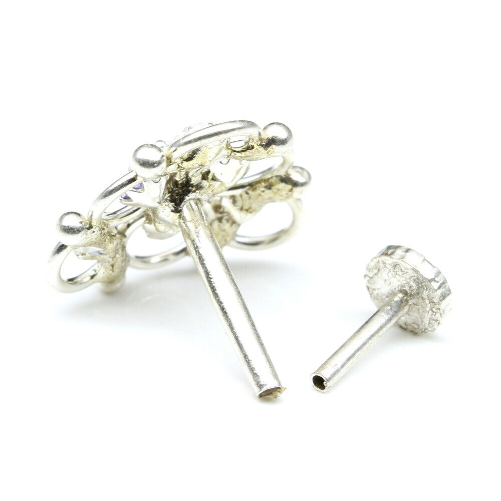 Silver Nose Pin for women with Push pin