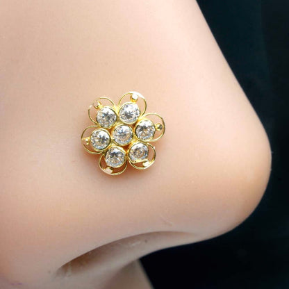  Real Gold Nose stud White CZ