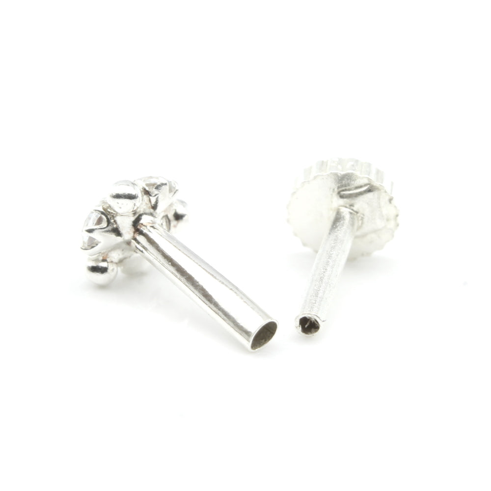 Silver Nose Pin for women with Push pin 