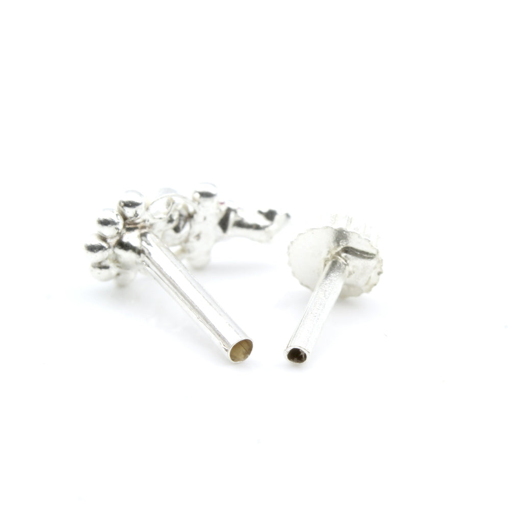 Silver Nose Pin for women with Push pin