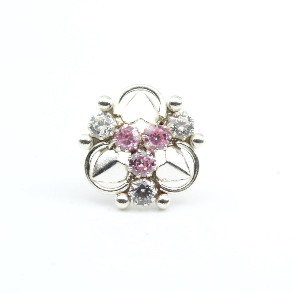 925 Sterling Silver Floral Nose Pin 