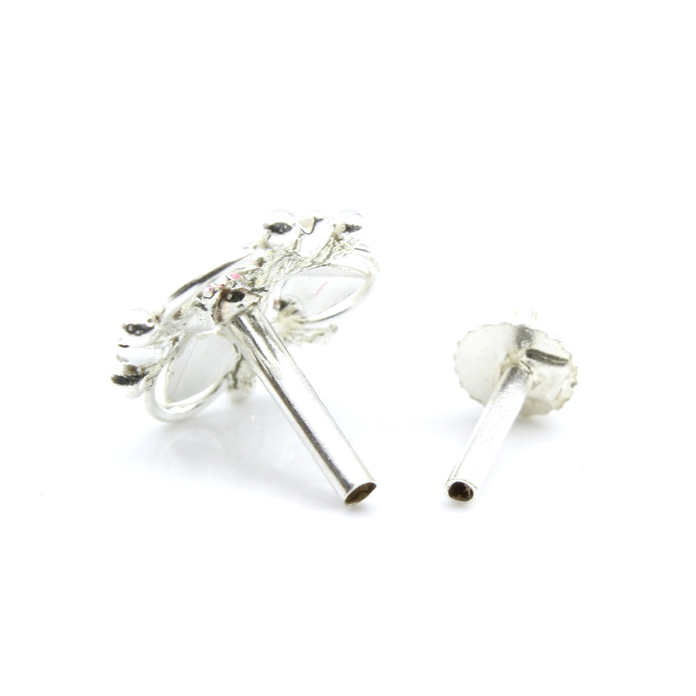 Silver Nose Pin for women with Push pin 