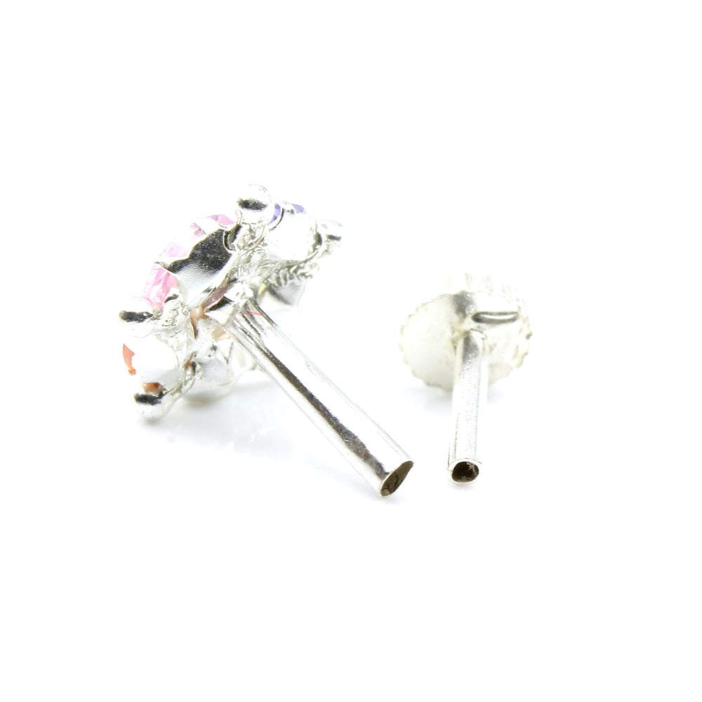 Silver Nose Pin for women with Push pin 