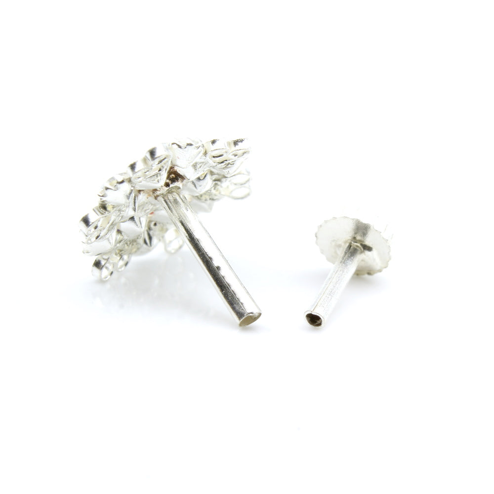 Silver Nose Pin for women with Push pin 