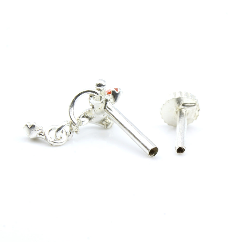  Silver Nose Pin for women with Push pin 