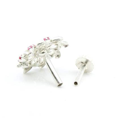 Silver Nose Pin for women with Push pin 