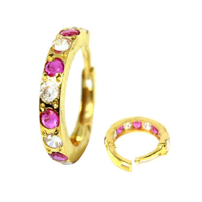14K Real gold Nath with shiny stones Pink and white color