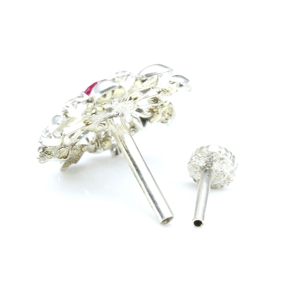 Silver Nose Pin for women with Push pin 