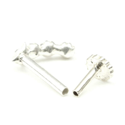 Silver Nose Pin for women with Push pin