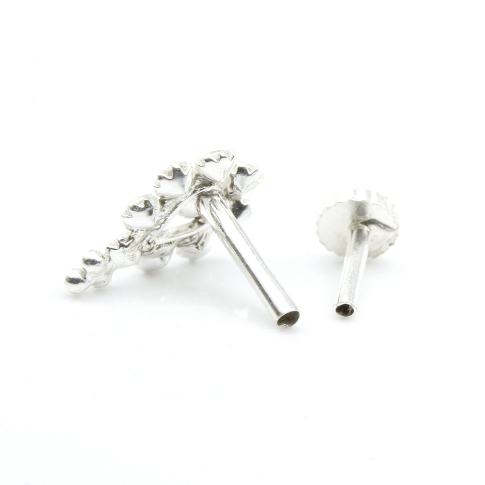 Silver Nose Pin for women with Push pin