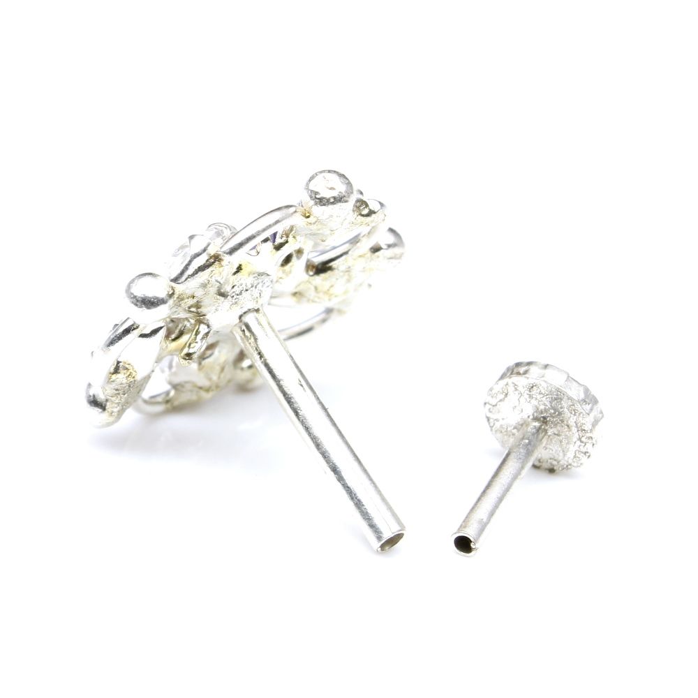 Silver Nose Pin for women with Push pin