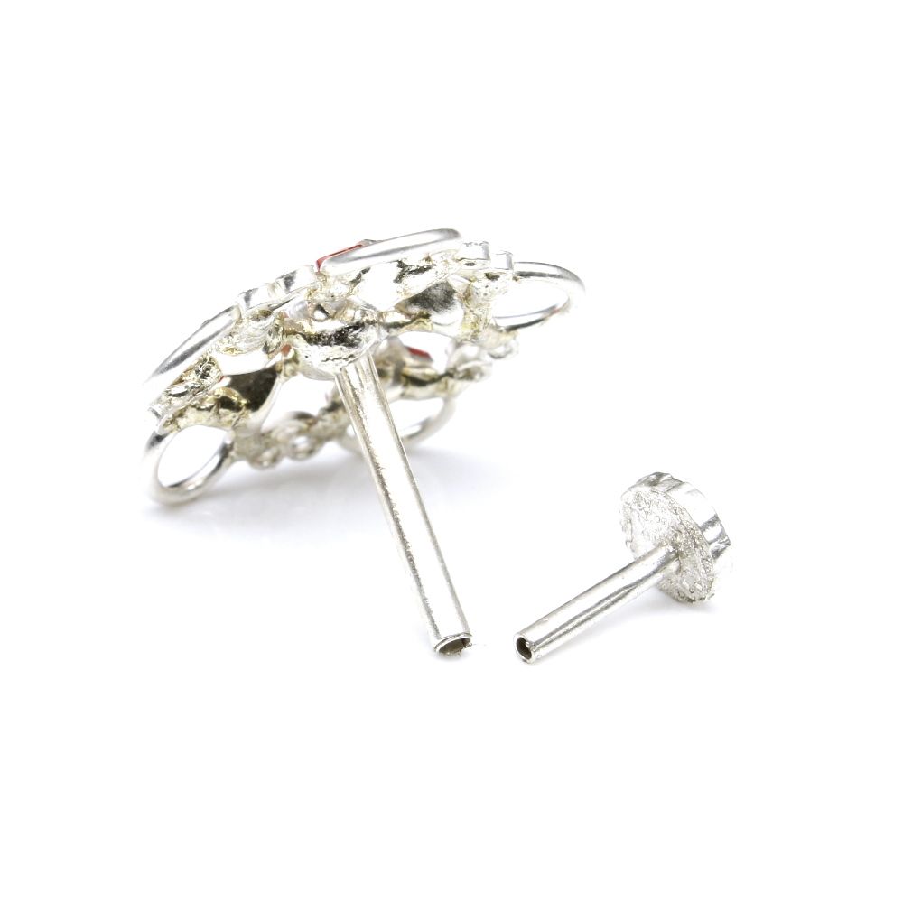 Silver Nose Pin for women with Push pin 